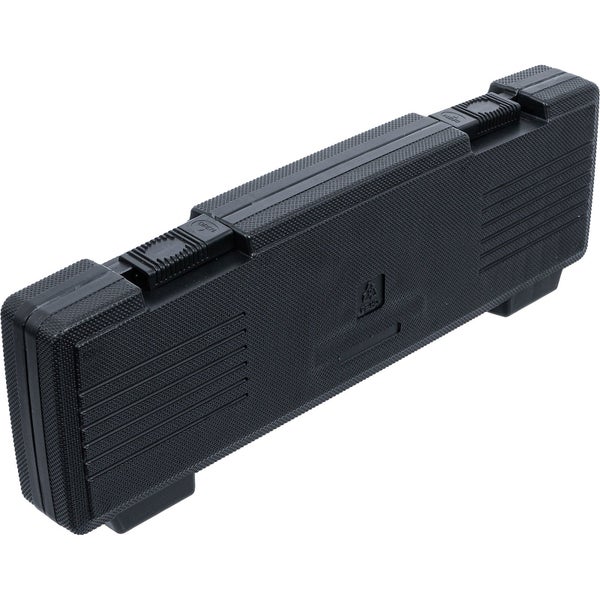 Schwarzer Werkzeugkoffer aus Kunststoff, geschlossen