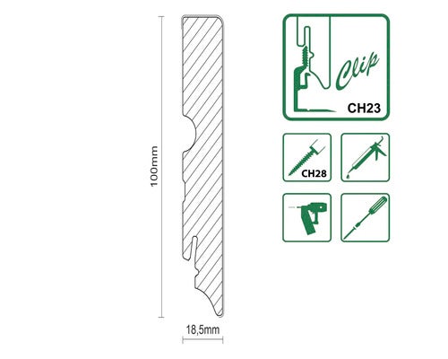 Sockelleiste für Akustikpaneele FU250L1 MDF Weiß FOFA015 foliert 18,5x100x2400mm