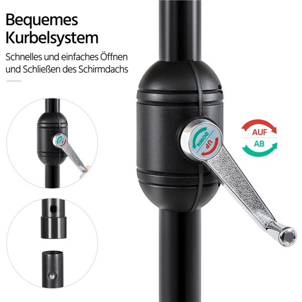 Kurbelsystem eines Sonnenschirms zur einfachen Bedienung