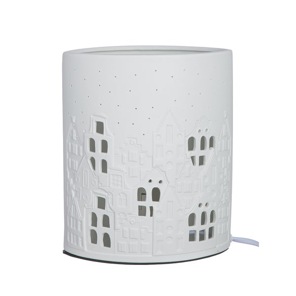 Tischleuchte GILDE Lampe Höhe 20cm Breite 17cm weiß Porzellan