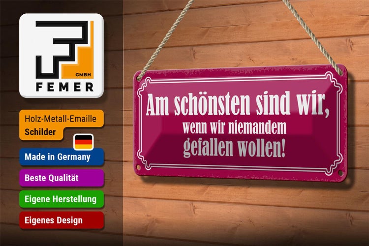 Blechschild Spruch 27x10cm am schönsten sind wir wenn wir Dekoration