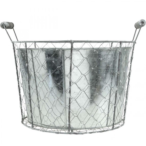 Metallkorb mit Holzgriffen