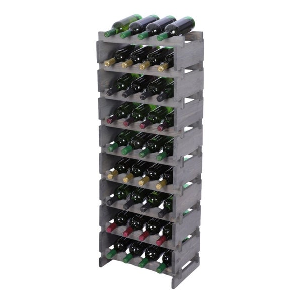 Weinregal VINOTECA FLEX PRO HxBxT 121x46x28cm 36 Flaschen auf 9 Ebenen Massives Kiefernholz Grau