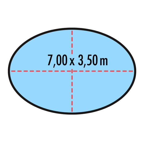 Ovaler Pool mit den Maßen 7,00 x 3,50 Meter