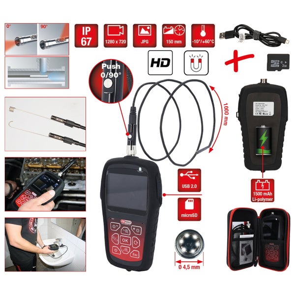 Geöffneter Gerätekoffer mit Messgerät und Zubehör