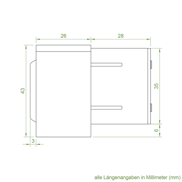 Technische Zeichnung mit Maßangaben in Millimeter
