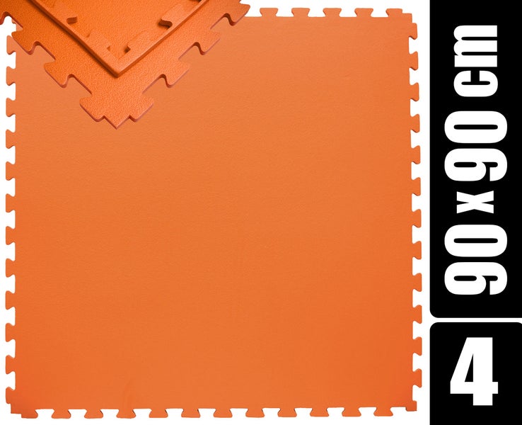 180x180 XL Trainingsmatte mit Rand - 4er Set 90x90 Bodenmatte Orange