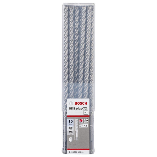 Bosch 30x Hammerbohrer SDS-plus-7X 10 x 200 x 265 mm - 2608576198