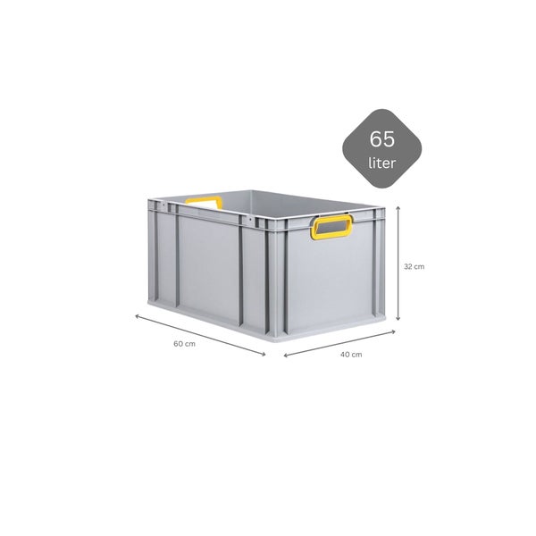 PROREGAL Spar Set 3x Eurobox Nextgen Color Mit Auflagedeckel & Schiebeschnappverschlüsse HxBxT 32 x 40 x 60 cm Griffe Gelb Offen Verstärkter Boden