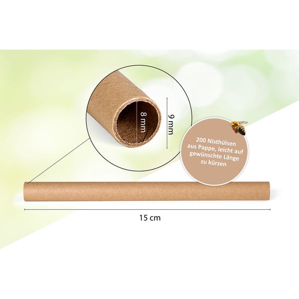 200 Nisthülsen CULT at home Insektenhotel Füllmaterial Ø 8mm - Länge 15 cm - Nisthülsen für Wildbienen