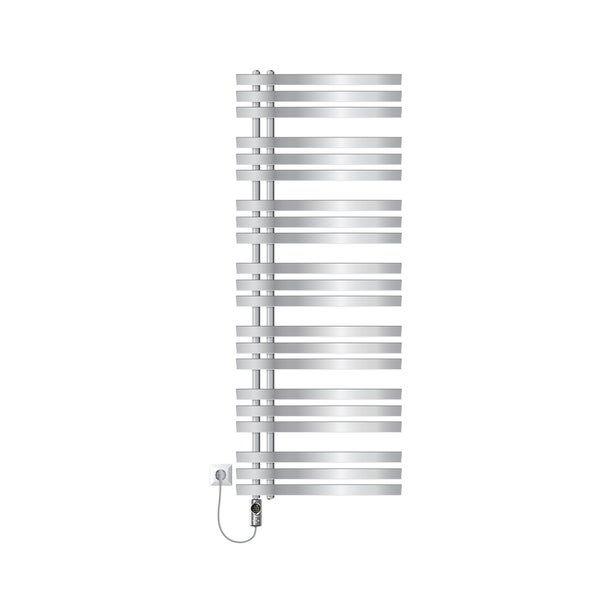 LuxeBath Elektrischer Badheizkörper Iron EM 600x1600 mm Chrom mit Heizstab 1200W Thermostat Digitalanzeige, Handtuchheizkörper mit Heizpatrone, Elektro Handtuchwärmer Paneelheizkörper Designheizkörper