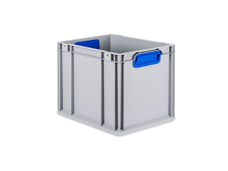 PROREGAL Spar Set 4x Eurobox Nextgen Color HxBxT 32 x 30 x 40 cm 30 Liter Griffe Blau Geschlossen Glatter Boden Eurobehälter Transportbox