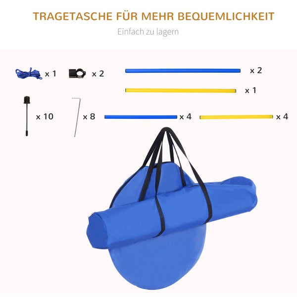 PawHut Hundesport, Ø60 x 148H cm, PE, Polyester, Gelb+Blau