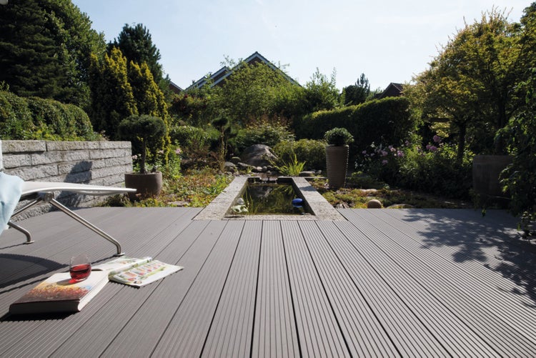 GartenLand WPC Terrassendiele Vintage 25 x 145 x 2900 mm Silbergrau Genutet und Geriffelt Hohlkammer