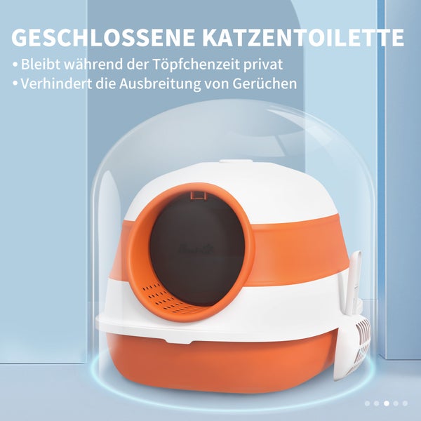 PawHut Katzenklo, 52L x 41B x 38H cm, Kunststoff, Weiß+Orange