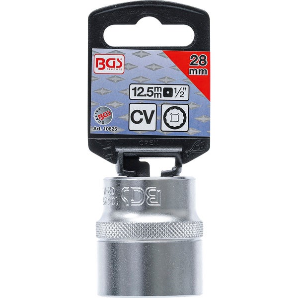 BGS Steckschlüssel-Einsatz Zwölfkant Antrieb Innenvierkant 12,5 mm (1/2) SW 28 mm - 10625