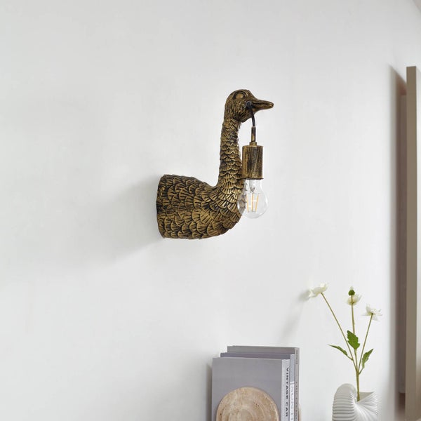 Lindby Wandleuchte, Wandlampe Innen Nirvathia (Design Modern) in Gold / Messing aus Metall (1 flammig E27) - Wandstrahler Wandbeleuchtung Schlafzimmer Wohnzimmer Wohnzimmerleuchte