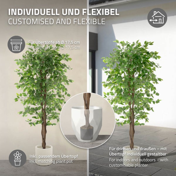 Dekorativer Kunstbaum im Topf für den Innen- und Außenbereich