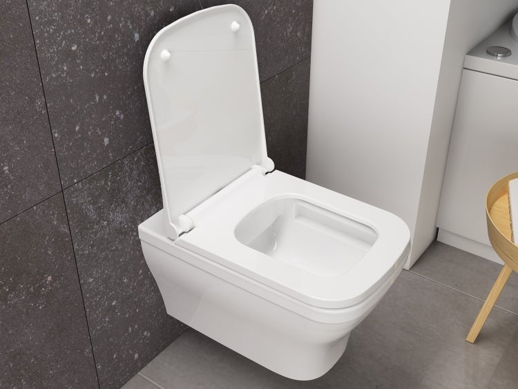 Aqua Bagno Design Hänge-Dusch-WC Silk – Spülrandlos – mit Bidetfunktion – Softclose-Sitz