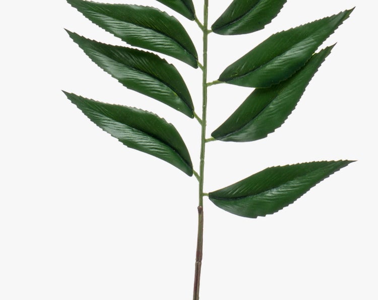 Künstlicher Blattzweig mit strukturierten grünen Blättern