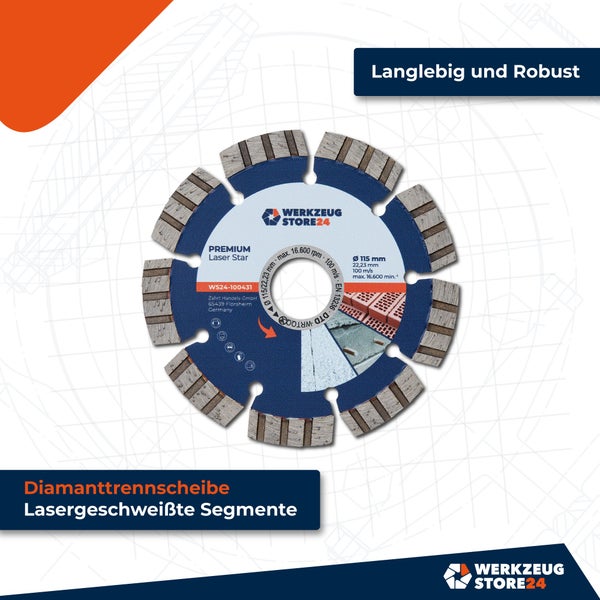 WS24 Diamanttrennscheibe Premium Laser Universal 115 mm - WS24-100431