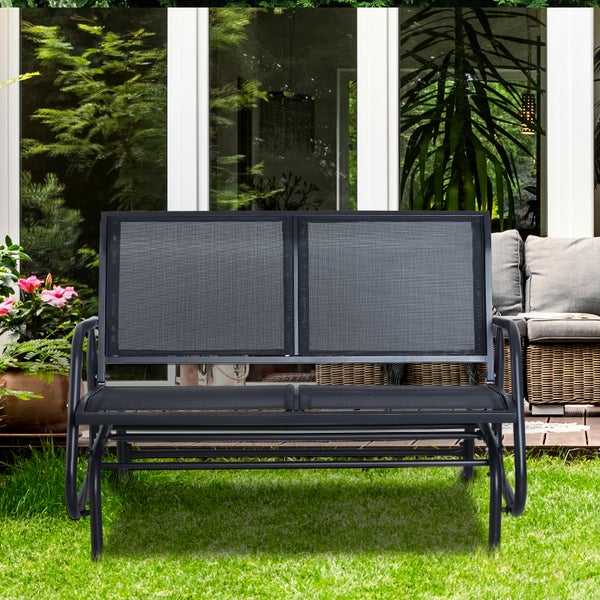 Outsunny Schaukelstuhl, 120L x 70B x 88H cm, Metall, Texteline-Gewebe, schwarz
