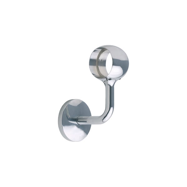 Wandträger für Gardinenstangen aus Metall, glänzend, mit offenem Ring und runder Wandplatte.