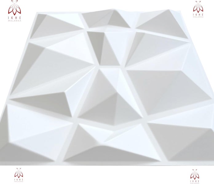 3D Paneele 30x30cm PVC Kunststoffpaneele Wandpaneele Deckenpaneelen Diamant Weiß 094-1