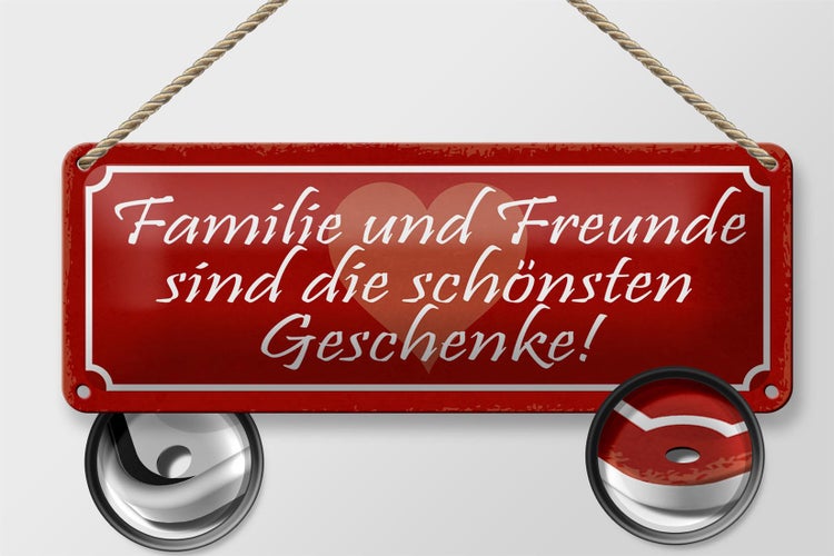 Blechschild Spruch 27x10cm Familie und Freunde sind Geschenk