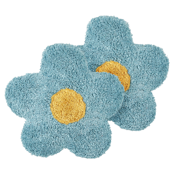 Dekokissen Baumwolle Blumenform blau 30 x 30 cm 2er Set SORREL
