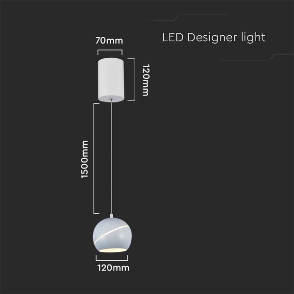 LED Designerleuchte mit den Maßen 70 mm, 120 mm und 1500 mm