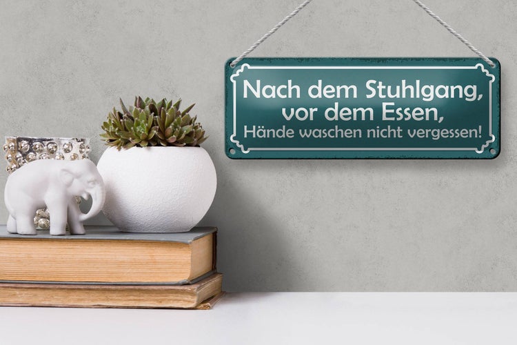 Blechschild Spruch 27x10cm Hände waschen nicht vergessen Dekoration