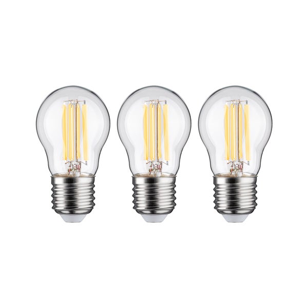 Eco-Line Filament 230V LED Tropfen E27 3er-Set 80mm 525lm 2,5W 3000K Klar