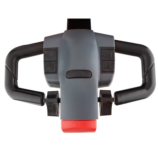 Deichselkopf für Elektro-Hubwagen mit Bedienelementen, Hupenknopf und Not-Ausschalter.