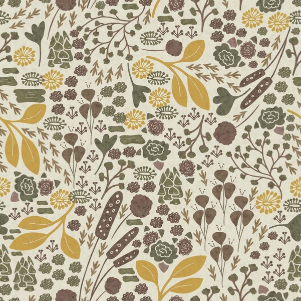 Blumenmuster mit verschiedenen floralen Elementen