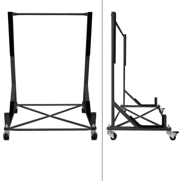 ECD Germany Hardtopständer mit 4 feststellbaren Rädern inkl. Bezug - Schwarz - aus pulverbeschichtetem Stahl - Hardtop Ständer Hardtophalter Aufbewahrung Trolley Hülle Abdeckhaube Schutzbezug Cover