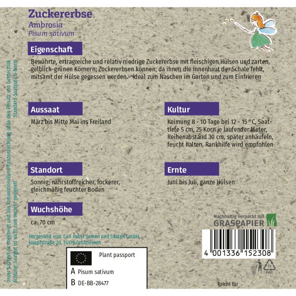 Zuckererbse Ambrosia Samen von Grüne Fee