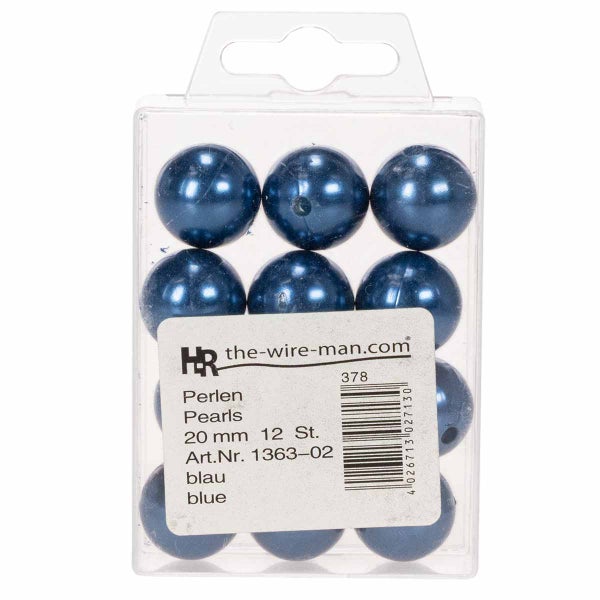 Packung mit 12 Bastelperlen aus Kunststoff, 20 Millimeter Durchmesser, inklusive The Wire Man Logo.