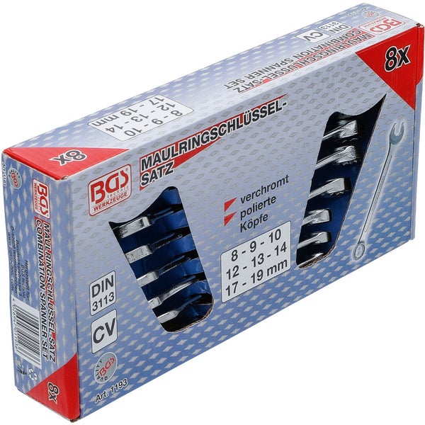 Satz aus Chrom-Vanadium-Gabelringschlüsseln in verschiedenen Größen