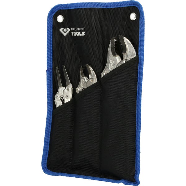 Brilliant Tools Gripzangen Set, 3-teilig, Spannweite 140 bis 220 Millimeter