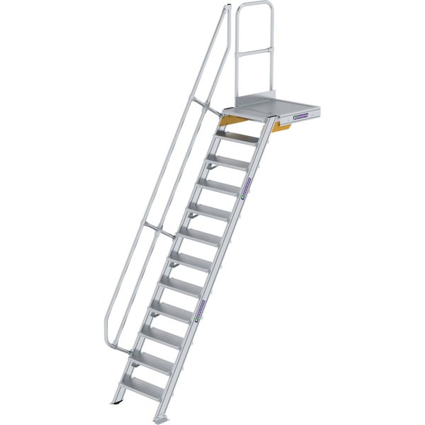 Günzburger Steigtechnik Treppe mit Plattform 60° Stufenbreite 600 mm 12 Stufen Aluminium geriffelt - 600372