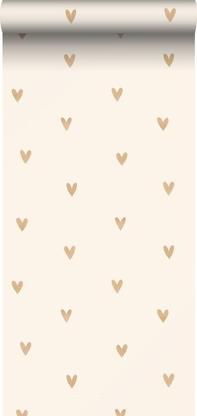 Sanders und Sanders Tapete Herzchen Beige und Gold - 0,53 x 10,05 m - 935268