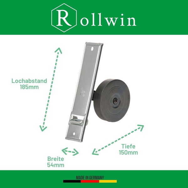 Rollwin Rolladen Gurtwickler Unterputz 185mm Lochabstand - mit 7m Gurt 23mm Rolladengurt - aus Deutschland - mit Gurtwickler Blende Weiß Rollo Wickler mit Abdeckblende Rollladen Aufwickler