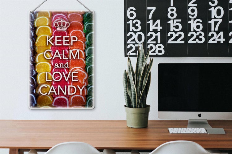Blechschild Spruch 20x30cm Keep Calm and love candy