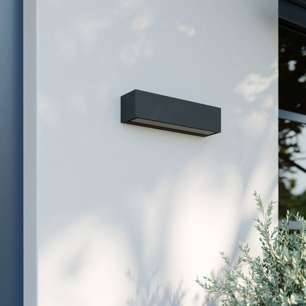 Lucande LED Wandleuchte außen Lengo (Modern) in Schwarz aus Aluminium (1 flammig, ) - Außenwandleuchten Wandlampe Led Außenlampe Outdoor für Außenwand/Hauswand Haus Terrasse &