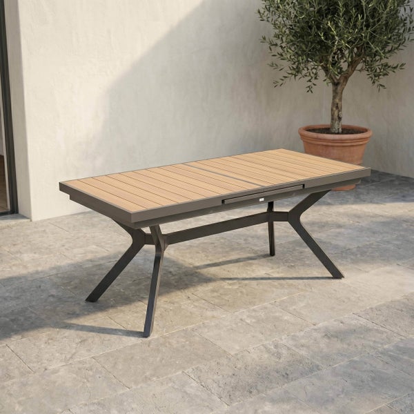 Rechteckiger ausziehbarer Gartentisch 187/250 cm und 10 Stühlen - Oviala