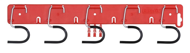 PROREGAL Geräteleiste OrgaHook HxBxT 44x10x1,5c m 5 verzinkte Halter 4 Haken