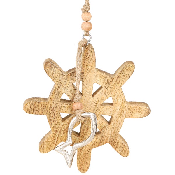 Dekoration aus Holz mit Fischanhänger