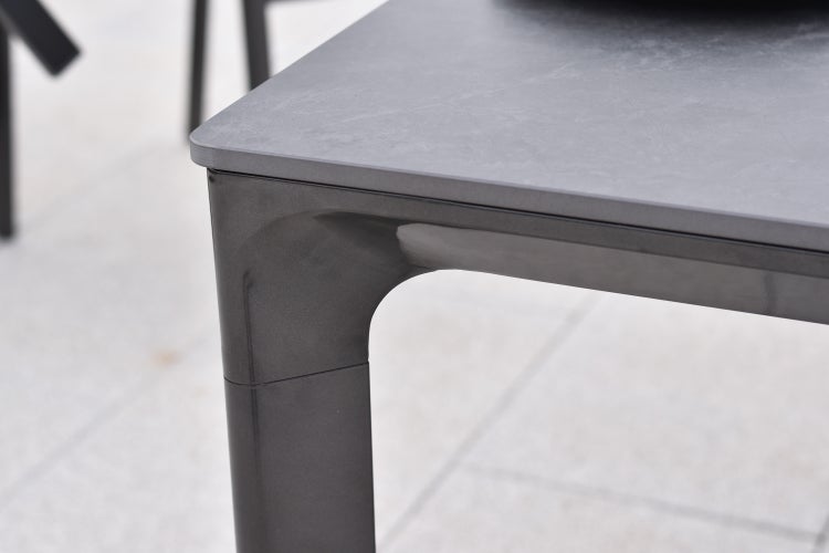 Gartentisch, 160 x 90 cm, Tischplatte in Steinoptik, Stahl