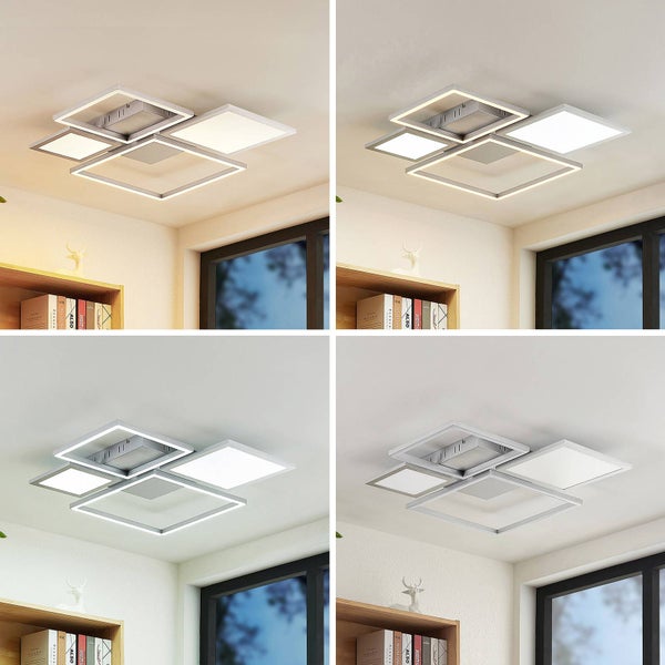 Lucande LED Deckenleuchte Narumi dimmbar mit Leselampe (Modern) in Weiß aus Metall (1 flammig, ) - Lampe Deckenlampe Wohnzimmerleuchte